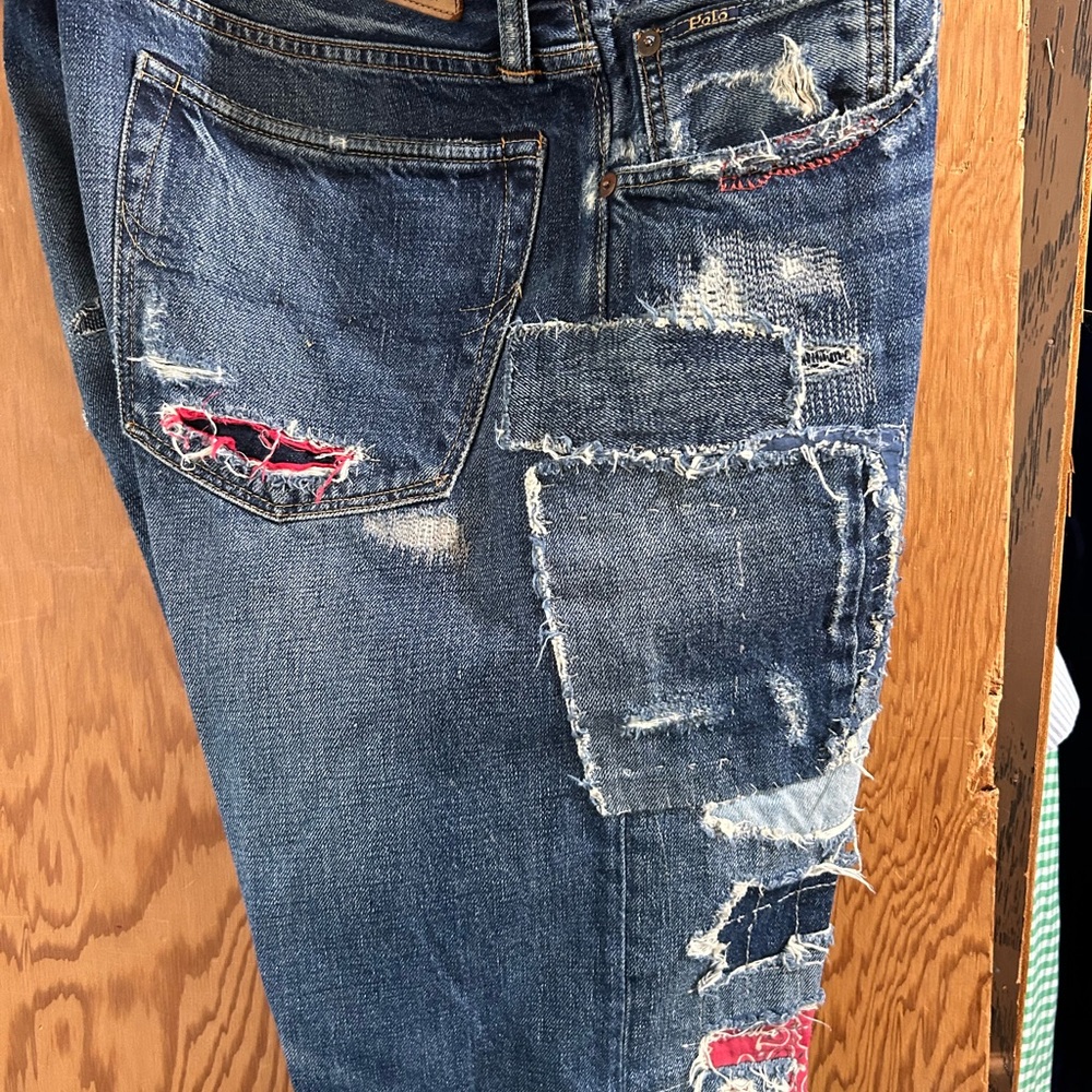 Polo by Ralph Lauren Distressed Denim Jeans with Patchwork